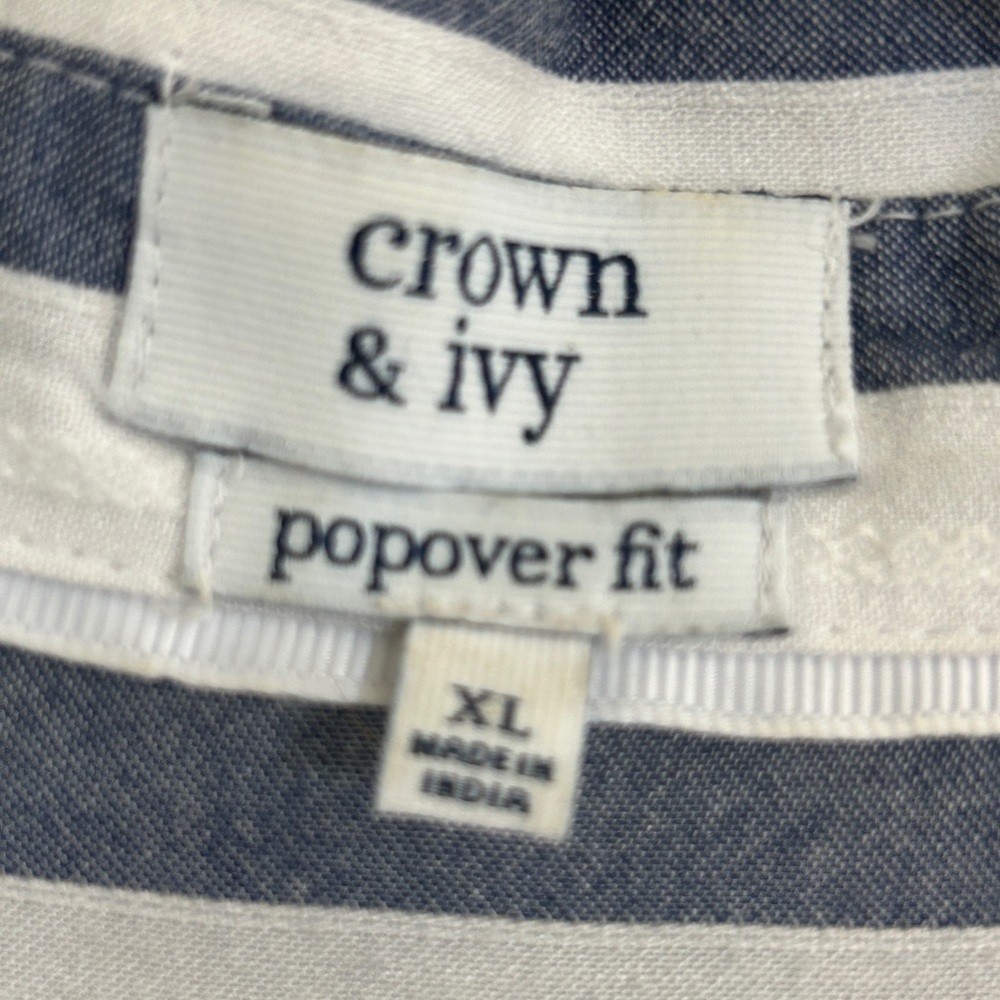 Crown & Ivy top; size XL; blue & white striped. - Picture 5 of 6